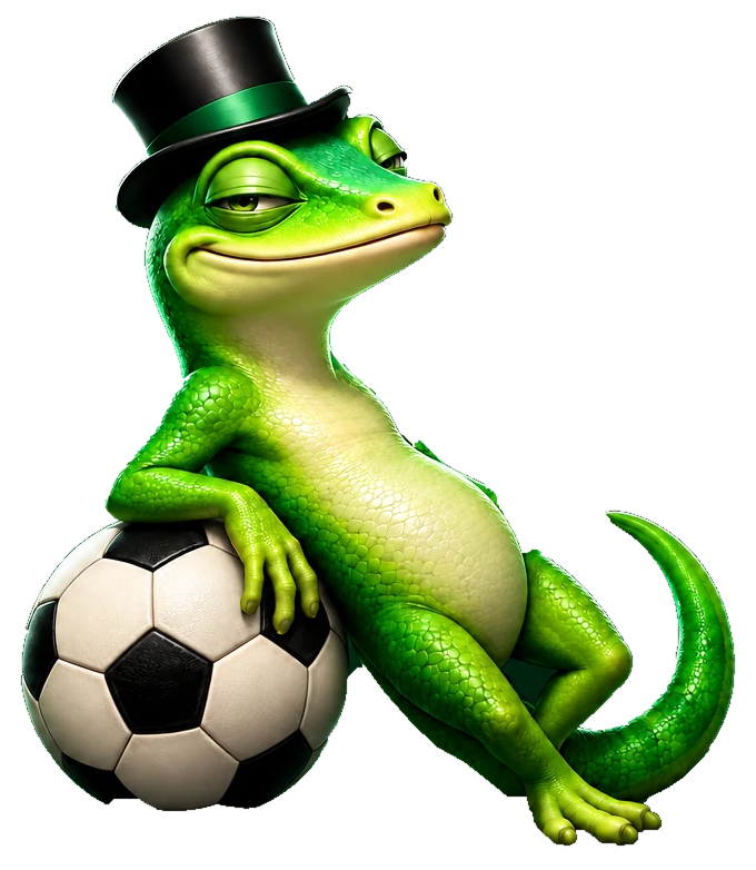 The Lizard ’13 mascot with a football
